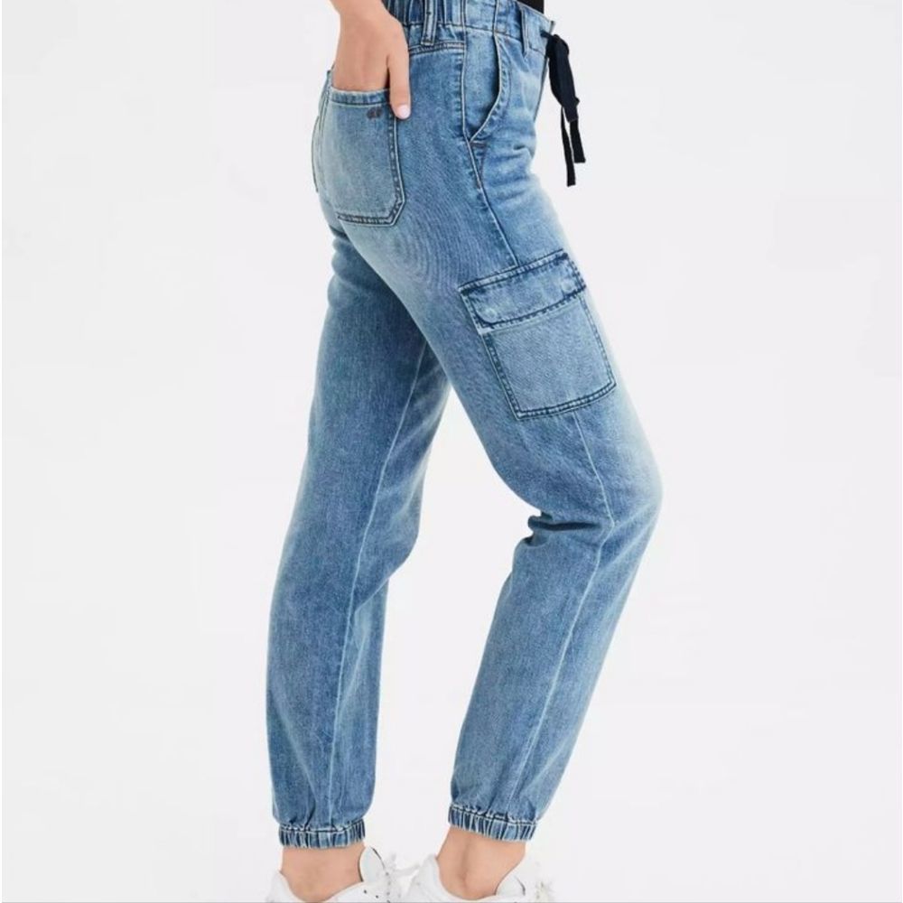 American Eagle Denim Jogger Cargo Jeans 20 Blue